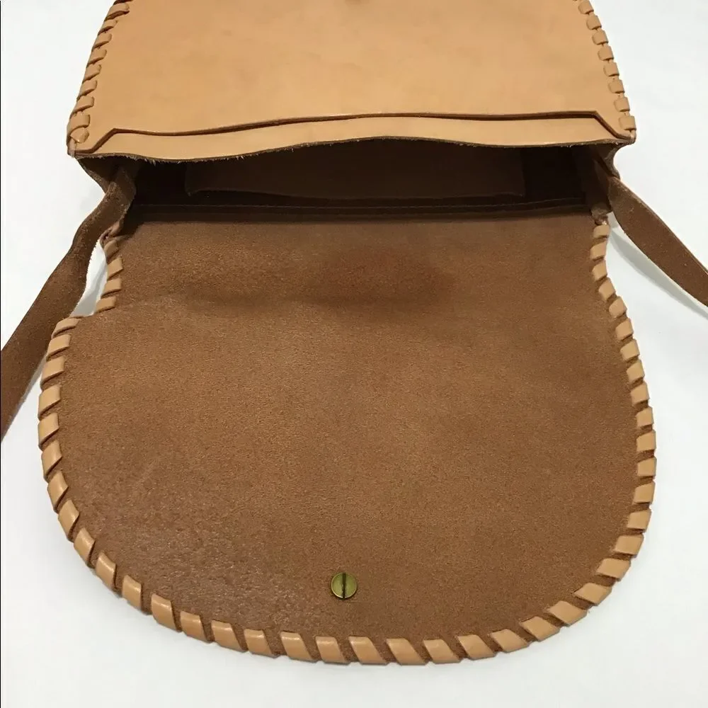 Madewell Leather Whip Stitch Natural Crossbody Bag